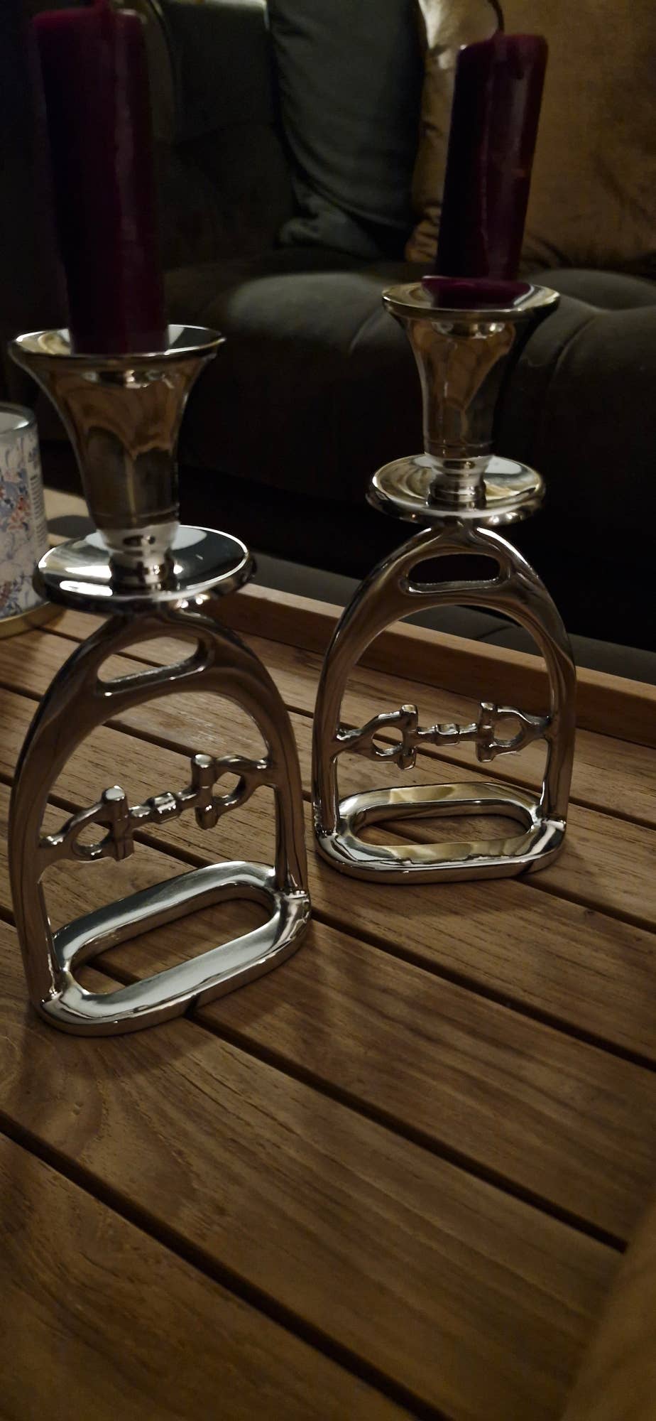 Kerzenständer Steigbügel mit Gebissdetail - Silber