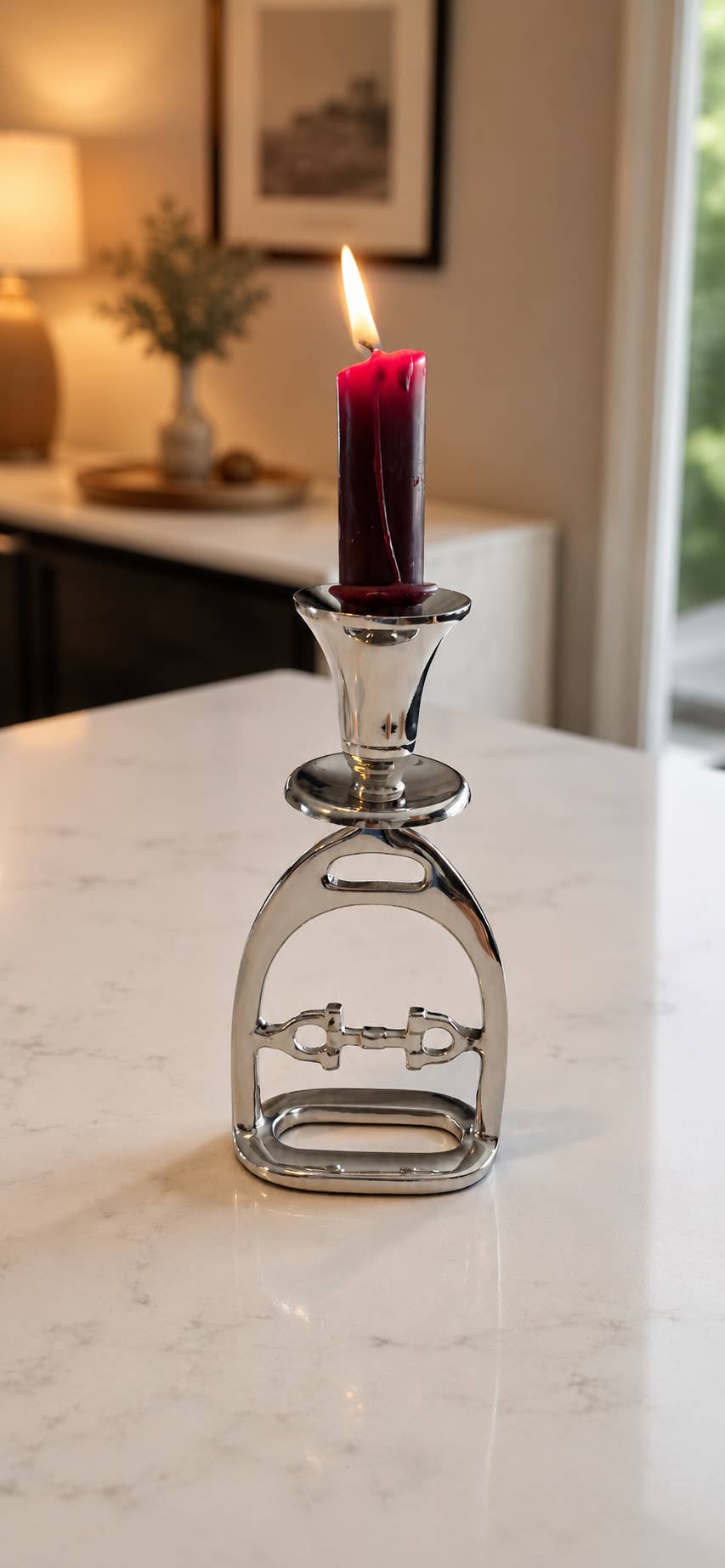 Kerzenständer Steigbügel mit Gebissdetail - Silber